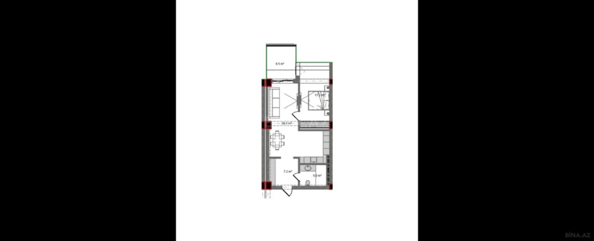 Satılır 2 otaqlı mənzil 78.1 m²