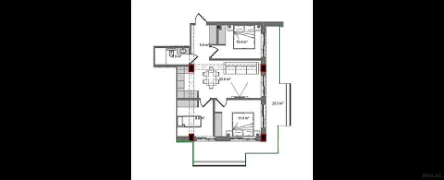 Satılır 4 otaqlı mənzil 102.6 m²