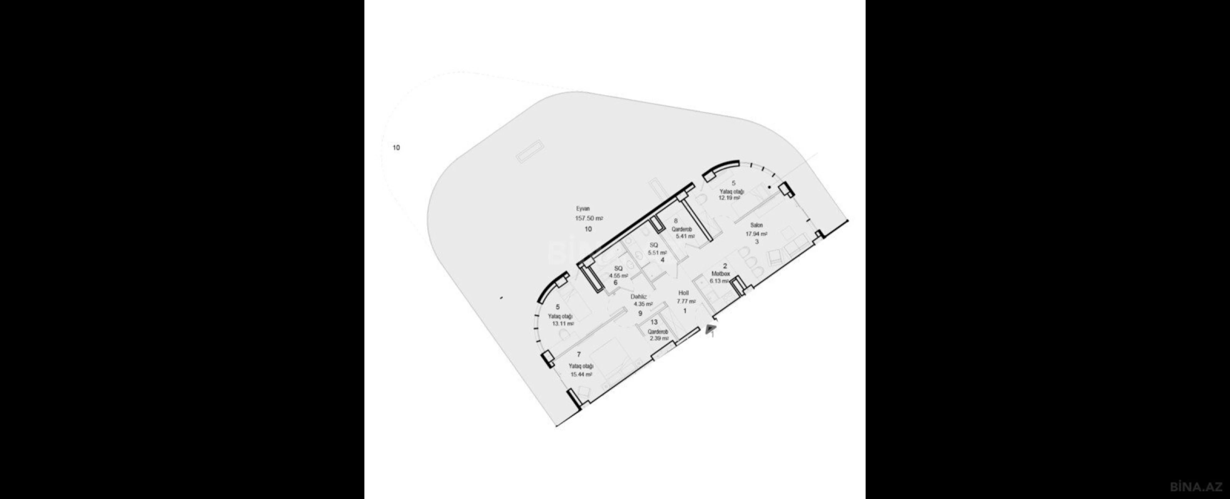 Satılır 4 otaqlı mənzil 265.2 m²