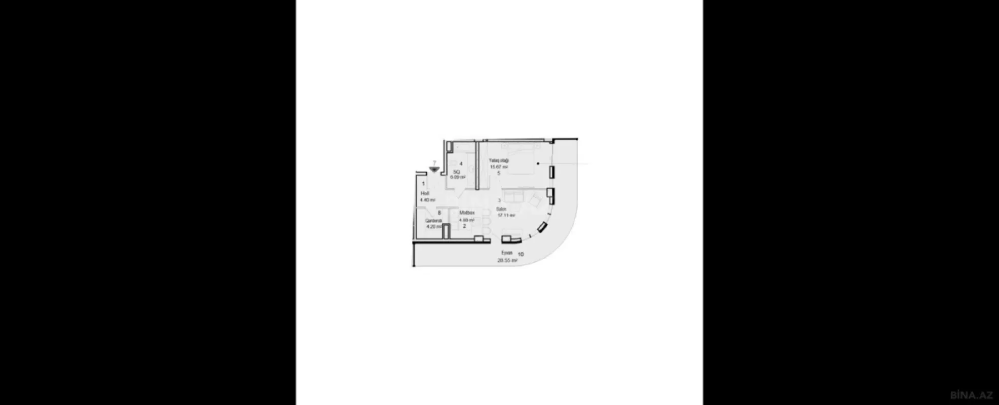 Satılır 2 otaqlı mənzil 89 m²