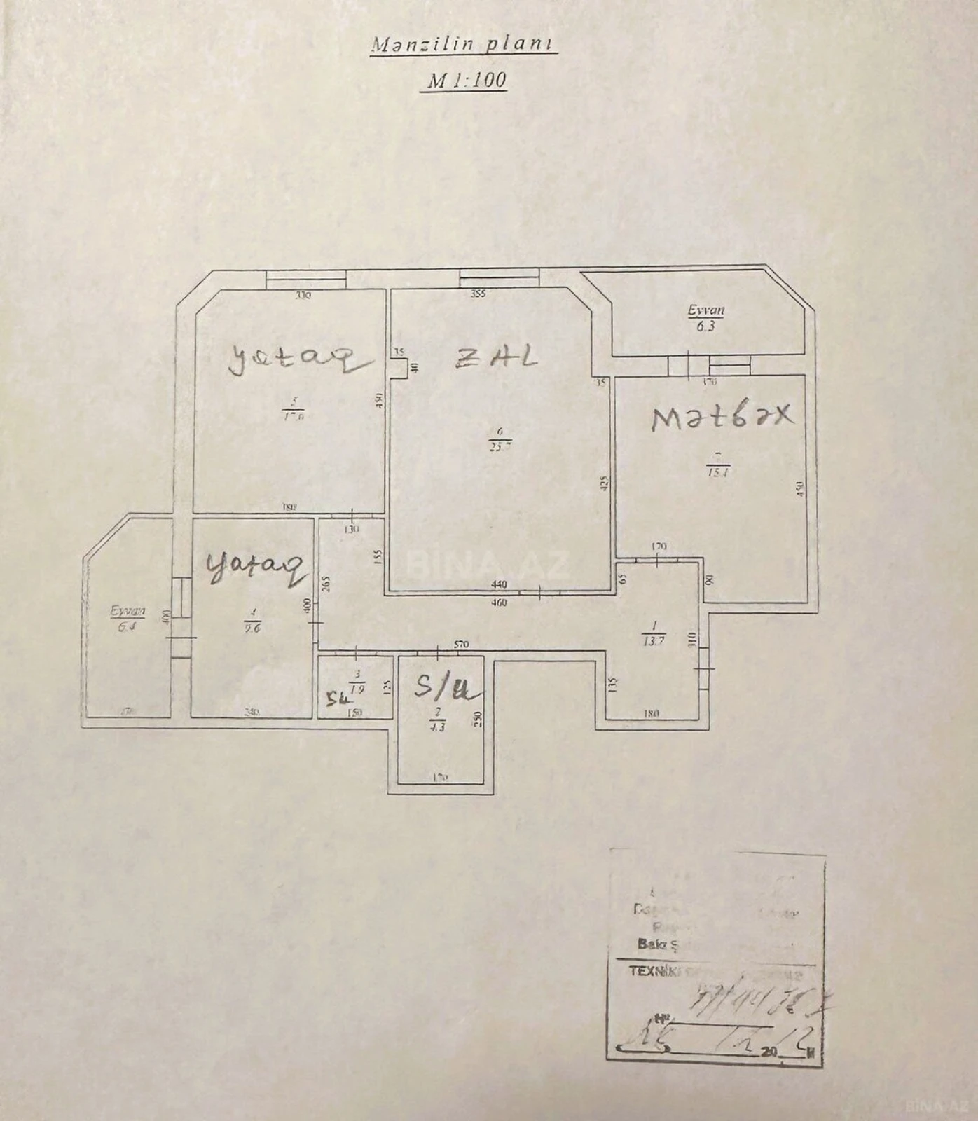 Satılır 3 otaqlı mənzil 100 m²