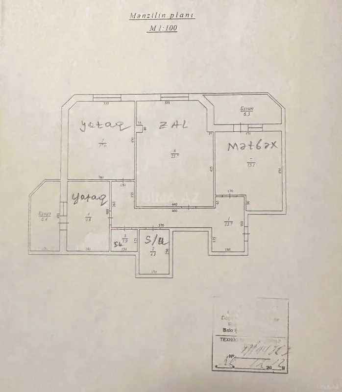 Satılır 3 otaqlı mənzil 100 m²