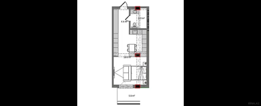 Satılır 1 otaqlı mənzil 53.7 m²