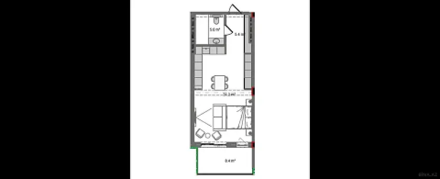 Satılır 1 otaqlı mənzil 57.9 m²