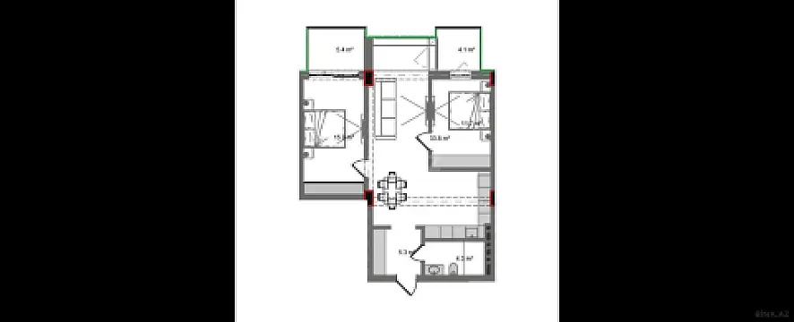 Satılır 3 otaqlı mənzil 96.3 m²
