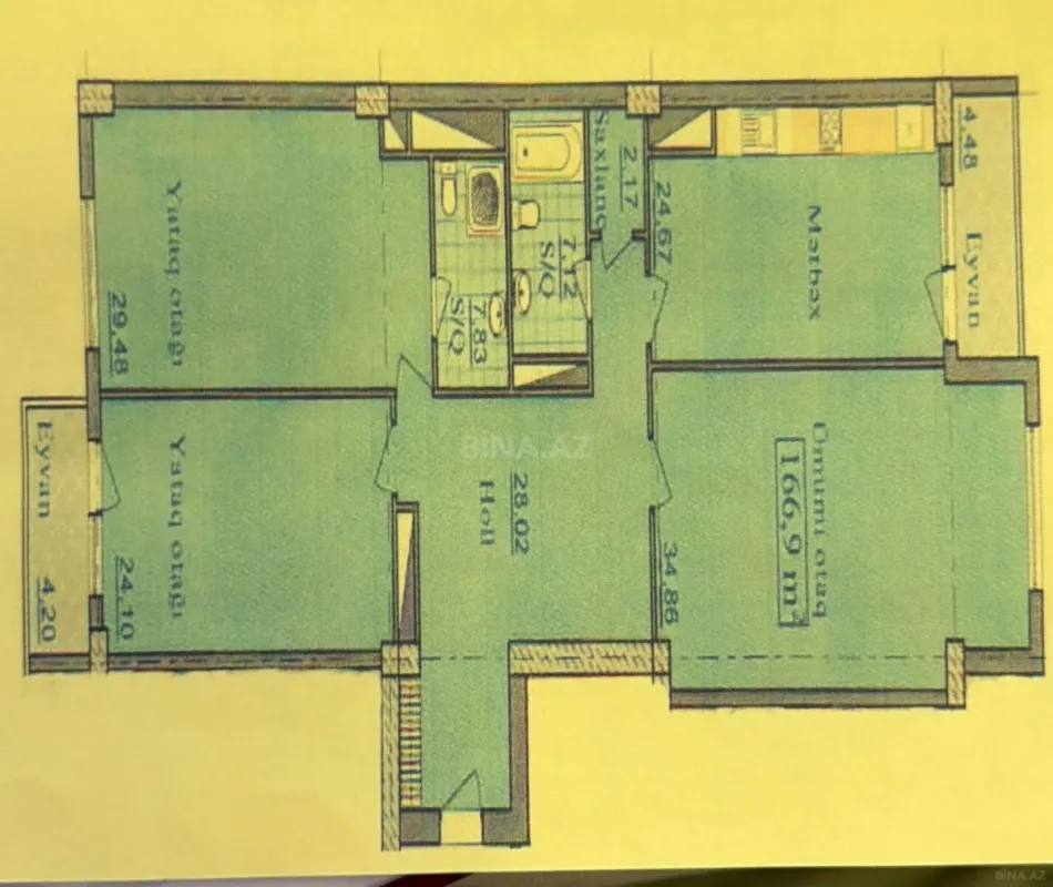 Satılır 3 otaqlı mənzil 167 m²