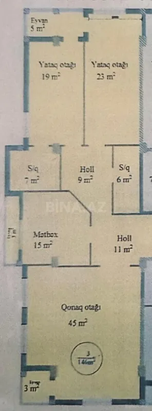Satılır 4 otaqlı mənzil 146 m²
