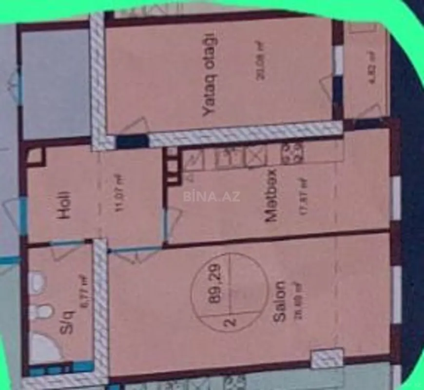 Satılır 2 otaqlı mənzil 95 m²