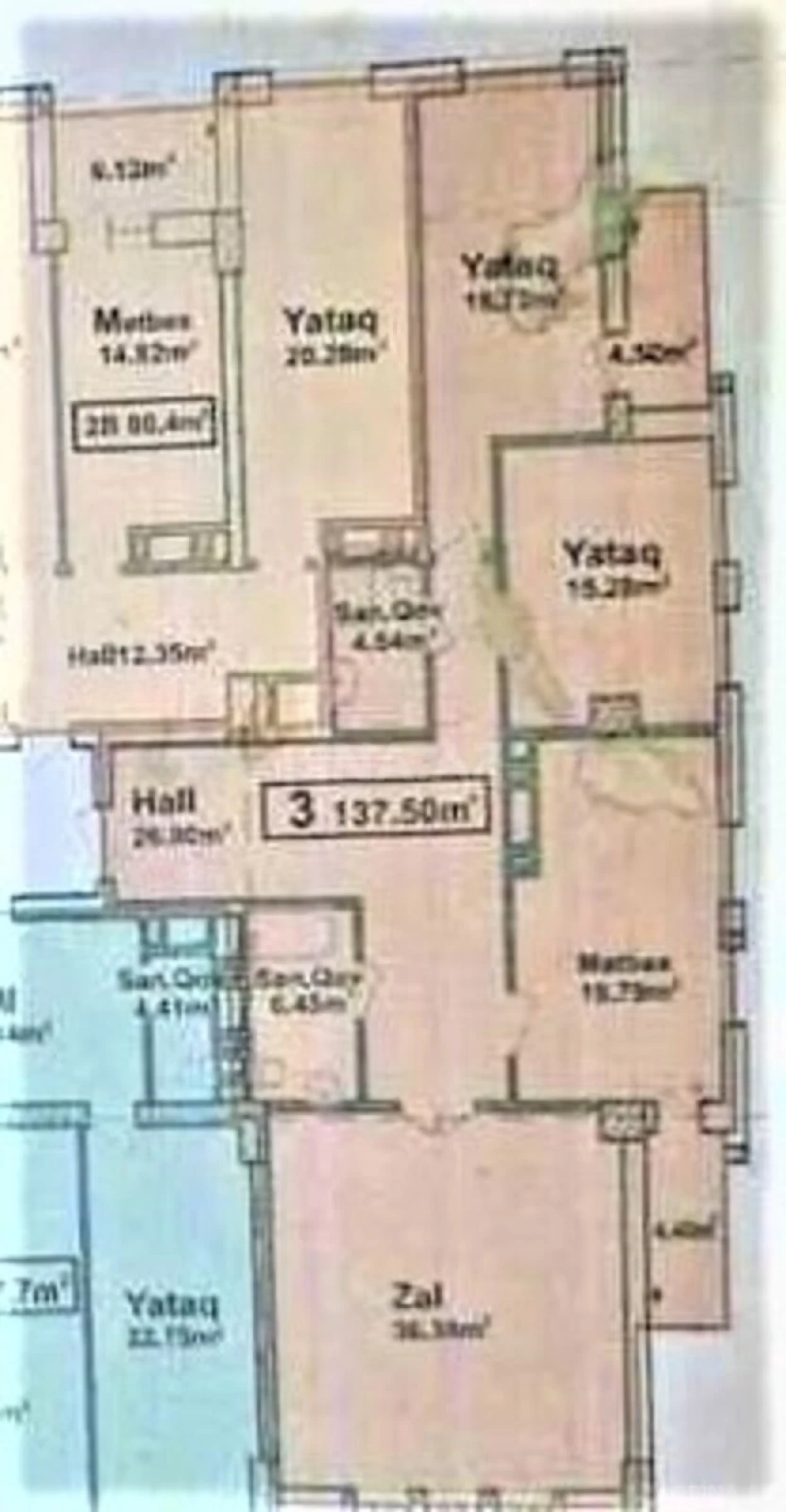 Satılır 3 otaqlı mənzil 138 m²