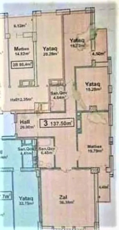Satılır 3 otaqlı mənzil 138 m²
