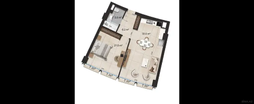 Satılır 2 otaqlı mənzil 77.5 m²