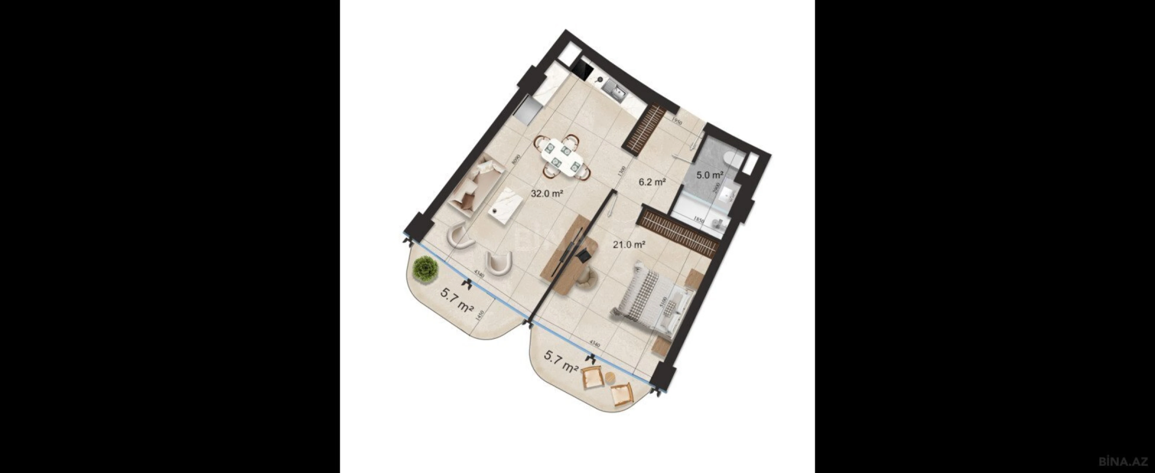 Satılır 2 otaqlı mənzil 82.5 m²