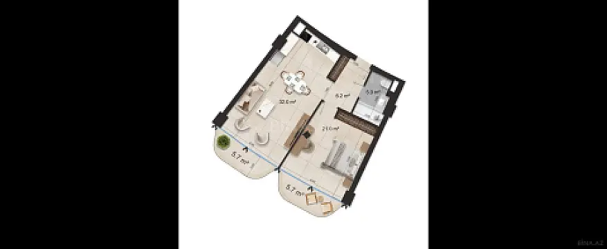 Satılır 2 otaqlı mənzil 82.5 m²