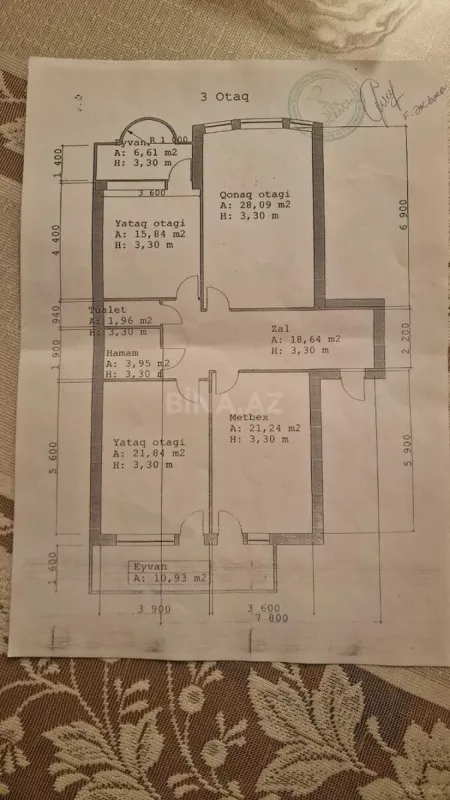 Satılır 3 otaqlı mənzil 129.1 m²