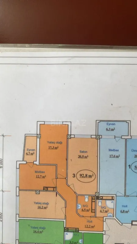 Satılır 3 otaqlı mənzil 95 m²
