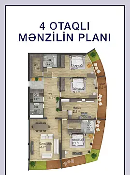 Satılır 4 otaqlı mənzil 267.3 m²