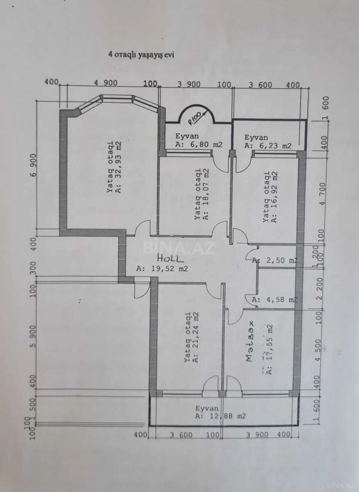 Satılır 4 otaqlı mənzil 160 m²