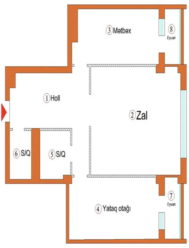 Satılır 3 otaqlı mənzil 107.5 m²
