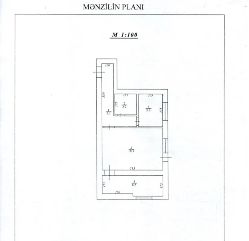 Satılır 1 otaqlı mənzil 42.7 m²