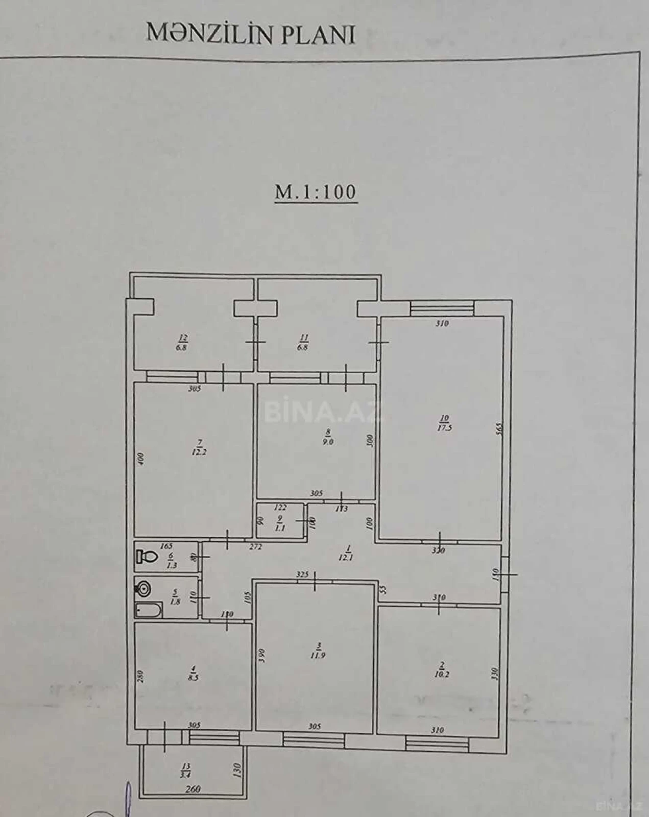Satılır 5 otaqlı mənzil 121 m²