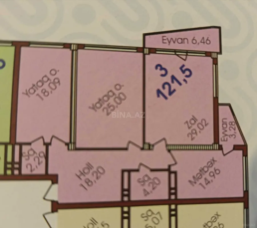 Satılır 3 otaqlı mənzil 121.5 m²