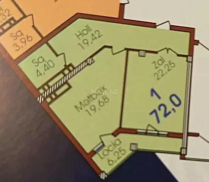 Satılır 2 otaqlı mənzil 72 m²