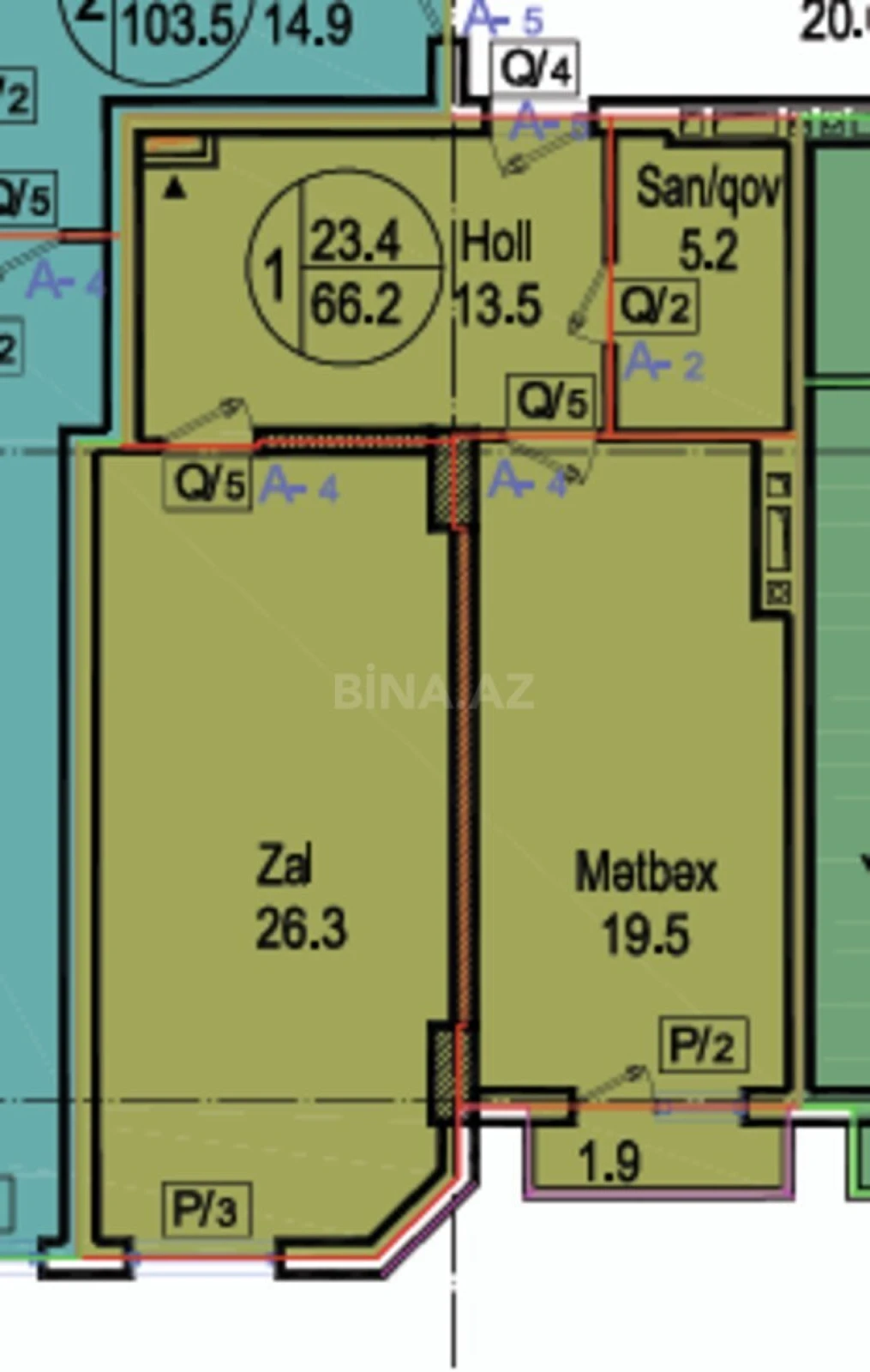 Satılır 1 otaqlı mənzil 66.2 m²