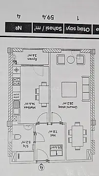 Satılır 2 otaqlı mənzil 59 m²