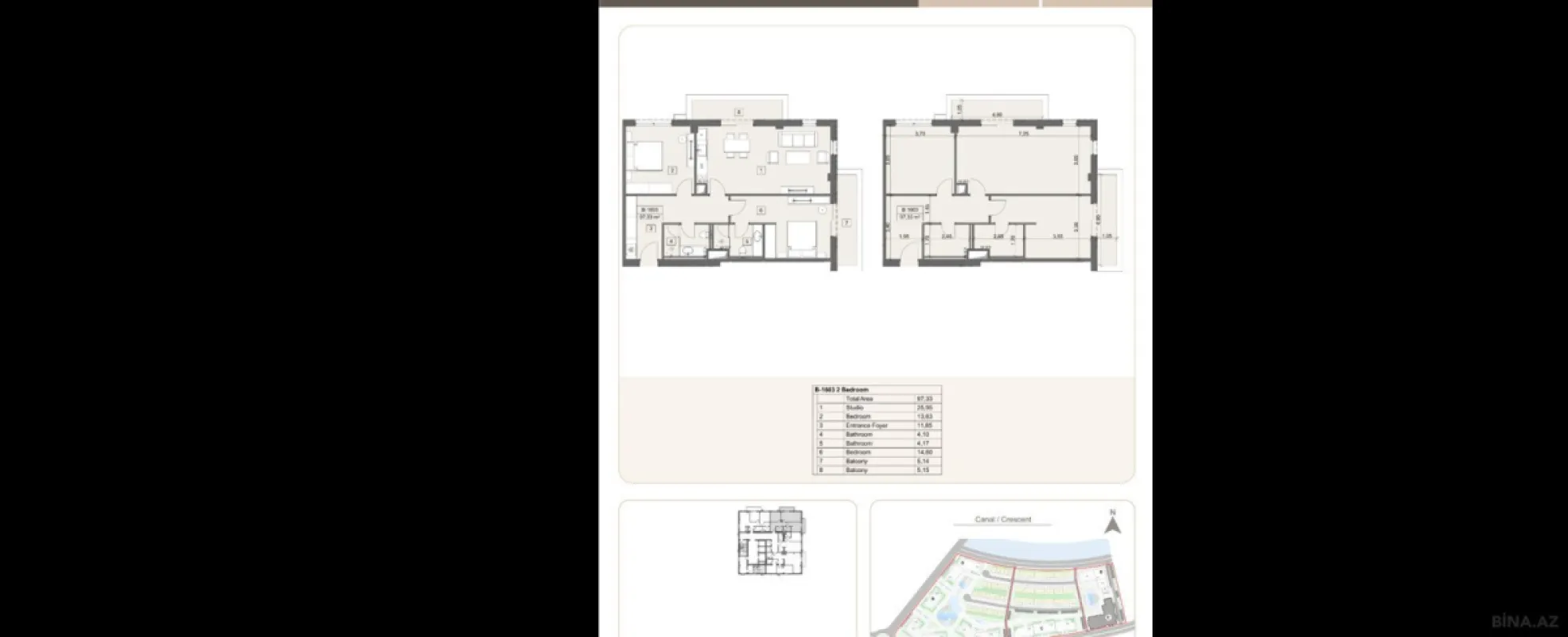 Satılır 3 otaqlı mənzil 97.3 m²