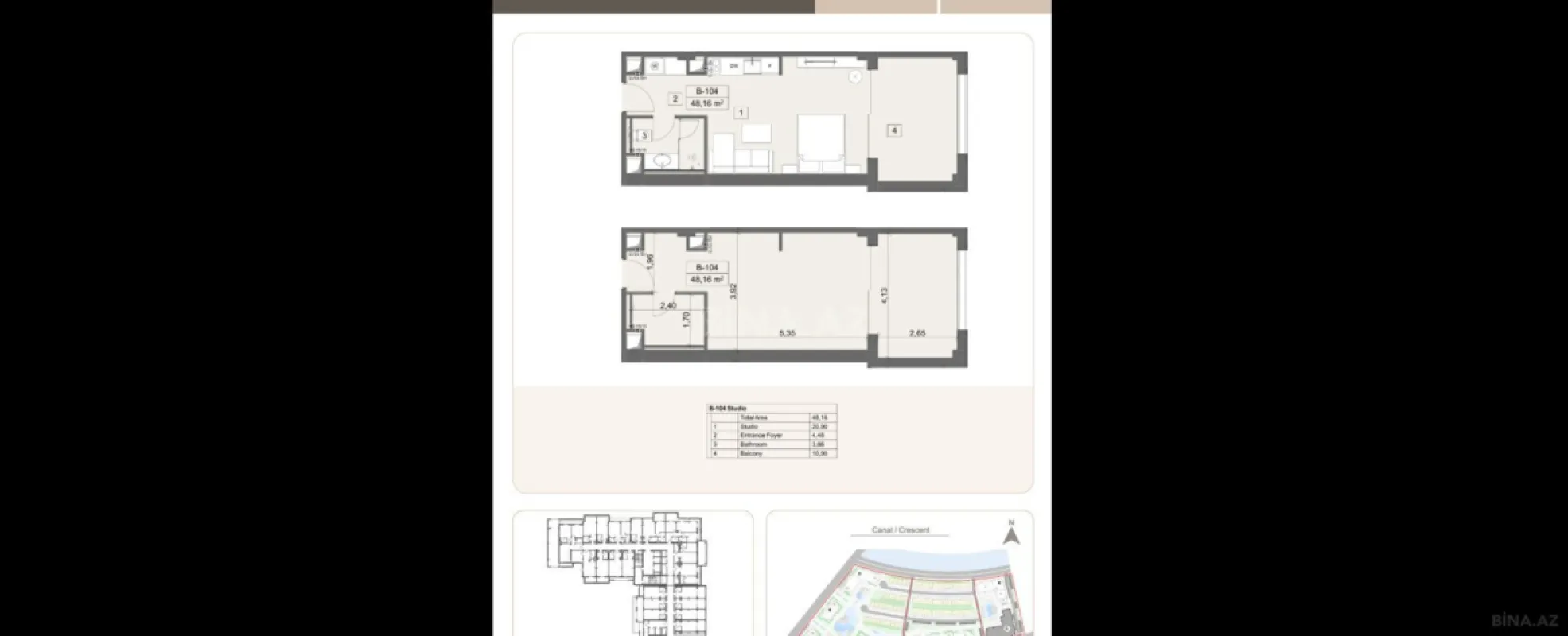 Satılır 1 otaqlı mənzil 48.2 m²