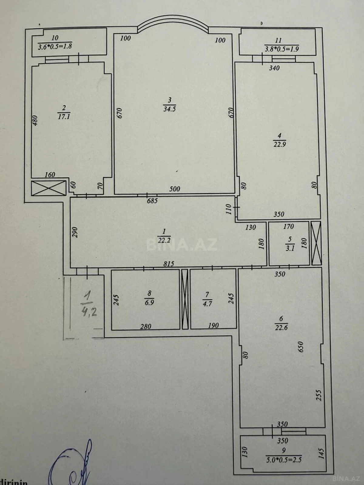 Satılır 3 otaqlı mənzil 155 m²