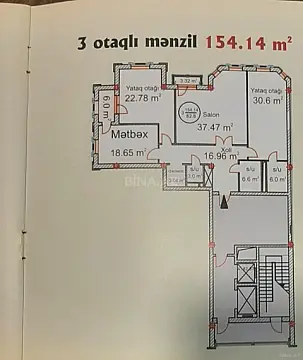Satılır 3 otaqlı mənzil 155 m²