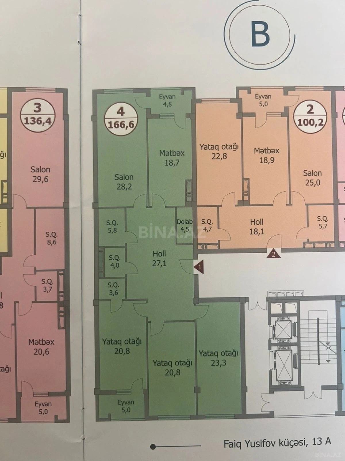 Satılır 4 otaqlı mənzil 166.6 m²