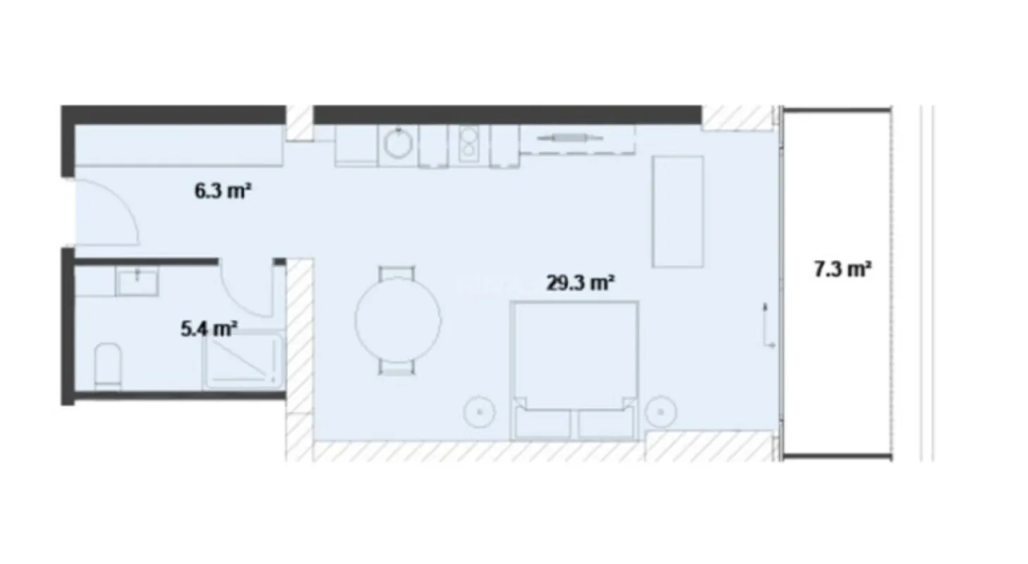 Satılır 1 otaqlı mənzil 57.2 m²