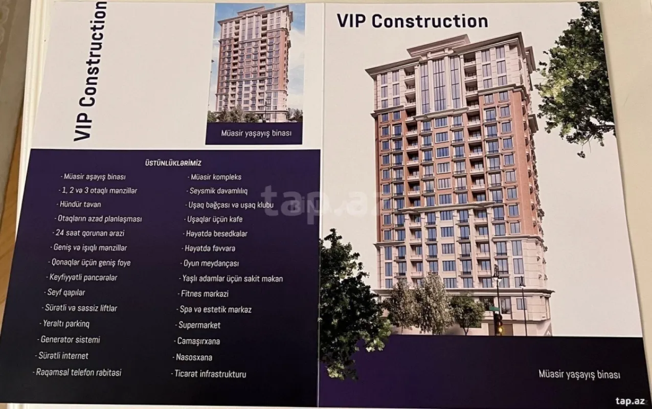 Satılır 1 otaqlı mənzil 60 m²