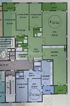 Satılır 4 otaqlı mənzil 261 m²