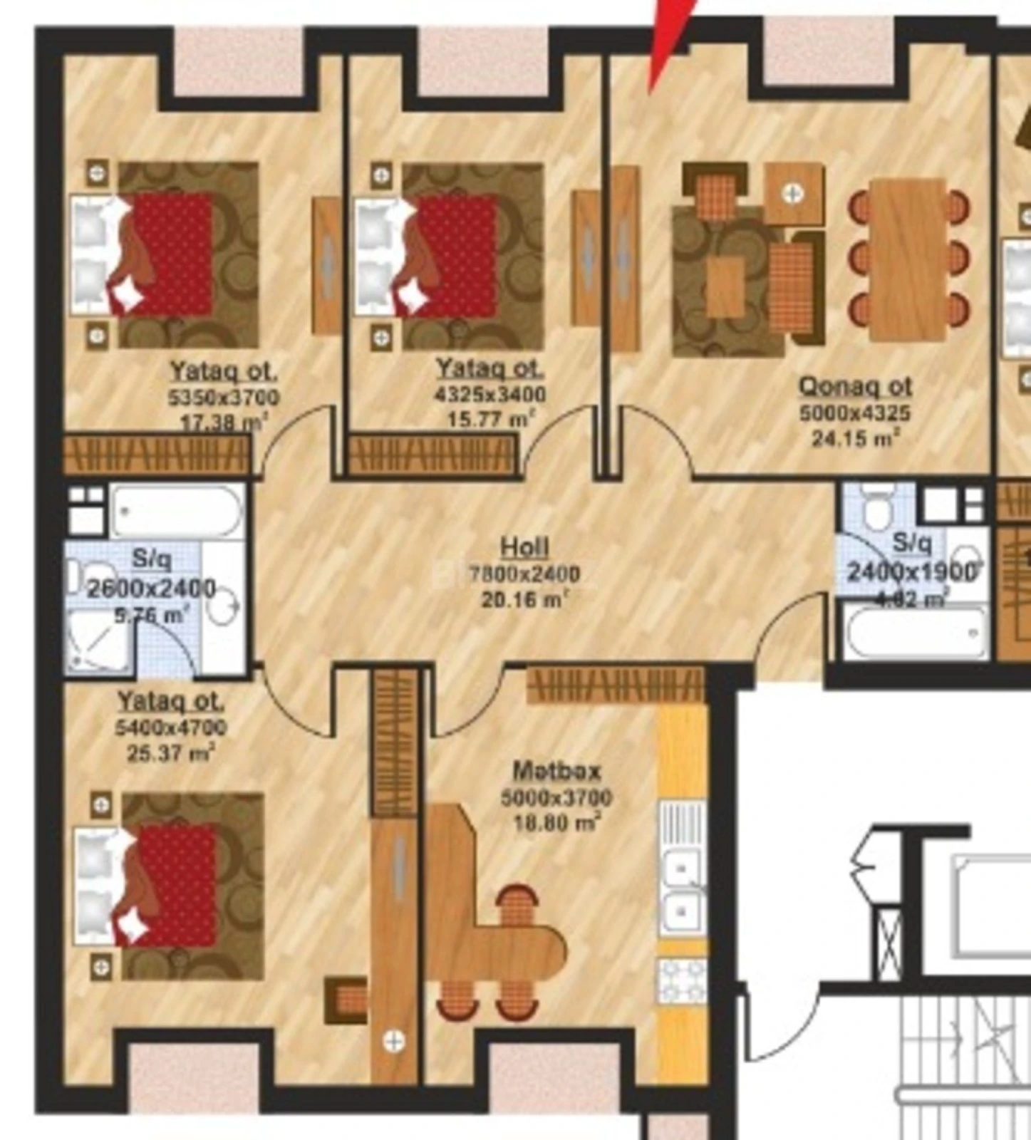 Satılır 4 otaqlı mənzil 148 m²