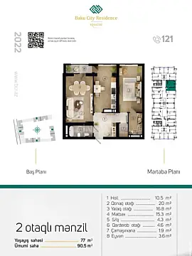 Satılır 3 otaqlı mənzil 92 m²