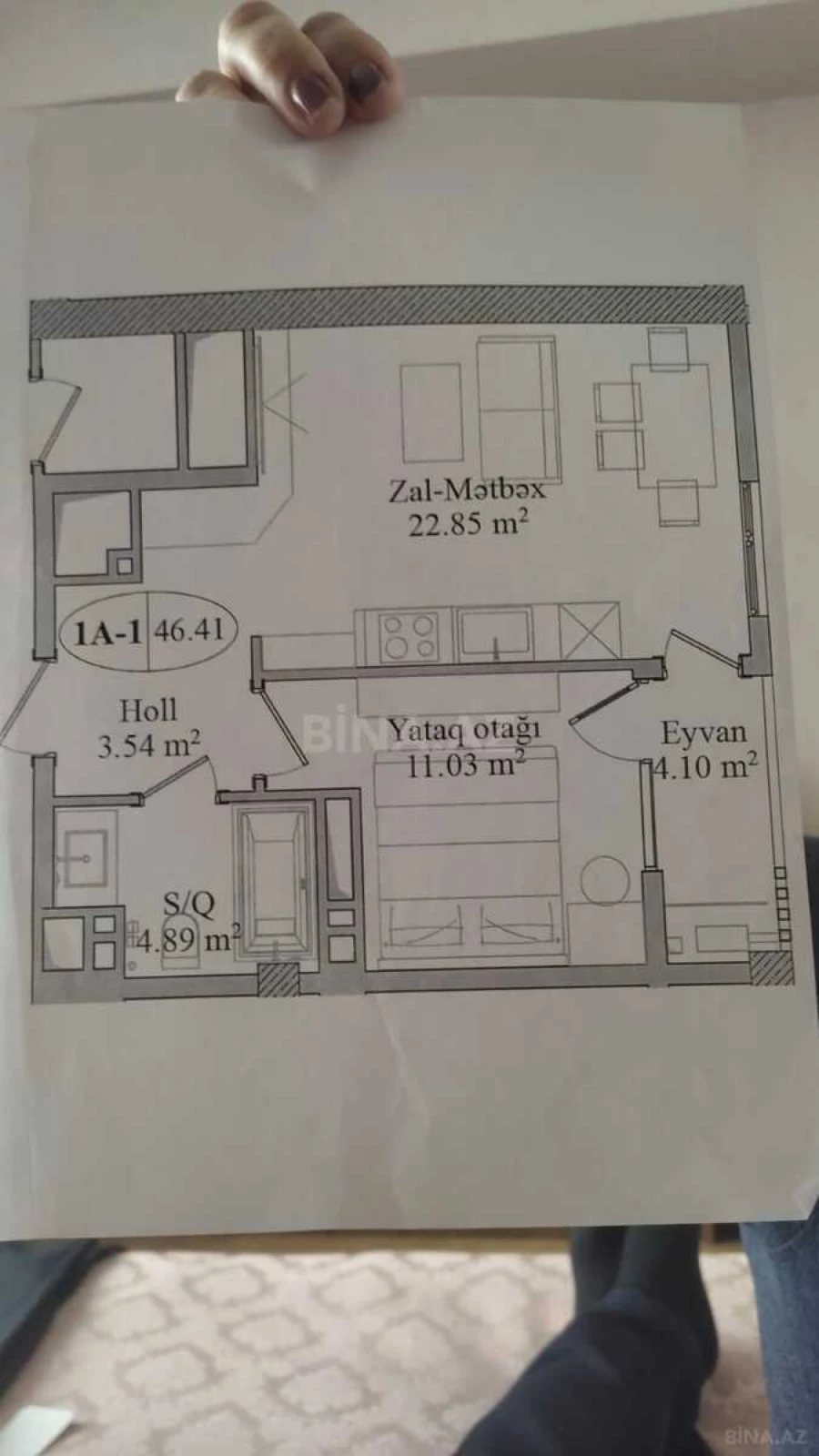 Satılır 2 otaqlı mənzil 47 m²