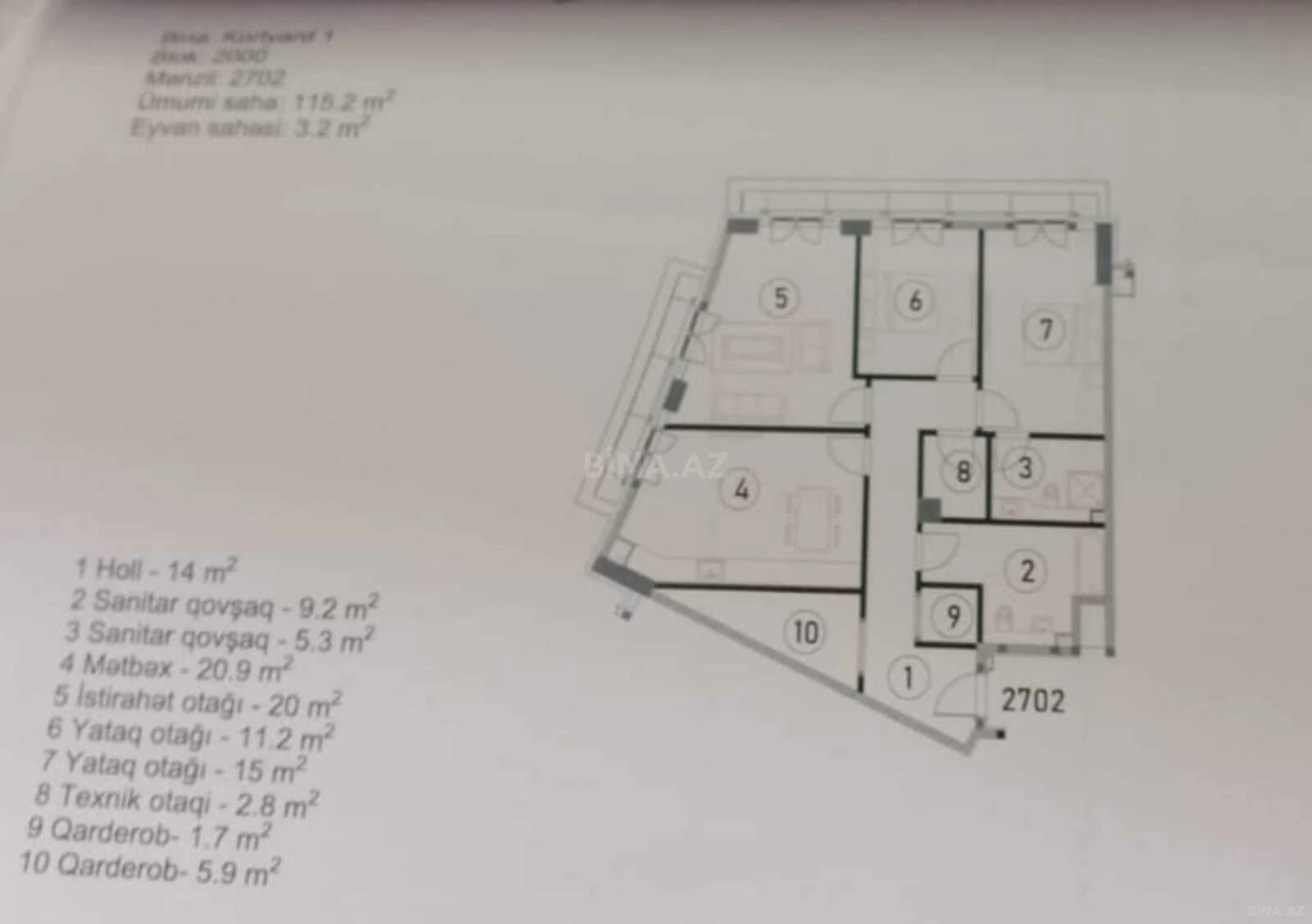 Satılır 3 otaqlı mənzil 119 m²