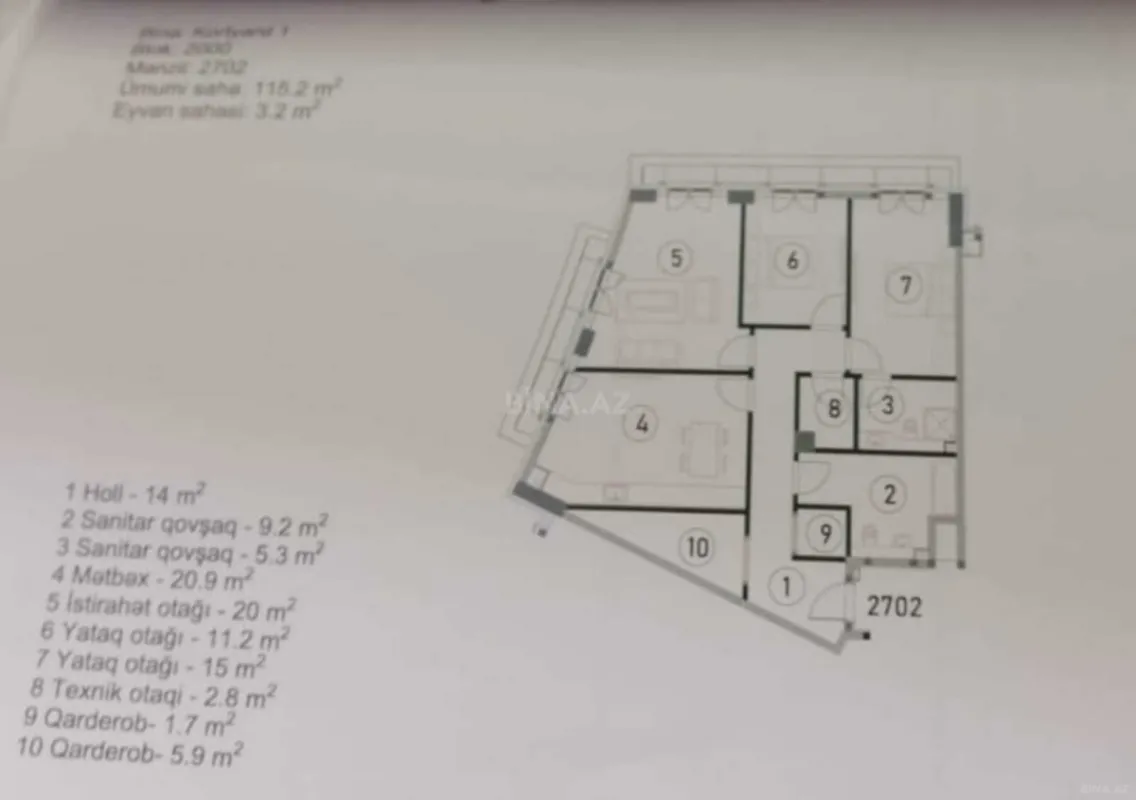 Satılır 3 otaqlı mənzil 119 m²