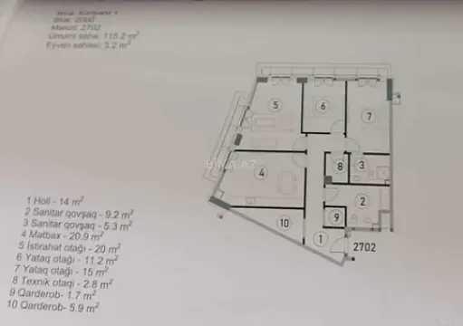 Satılır 3 otaqlı mənzil 119 m²