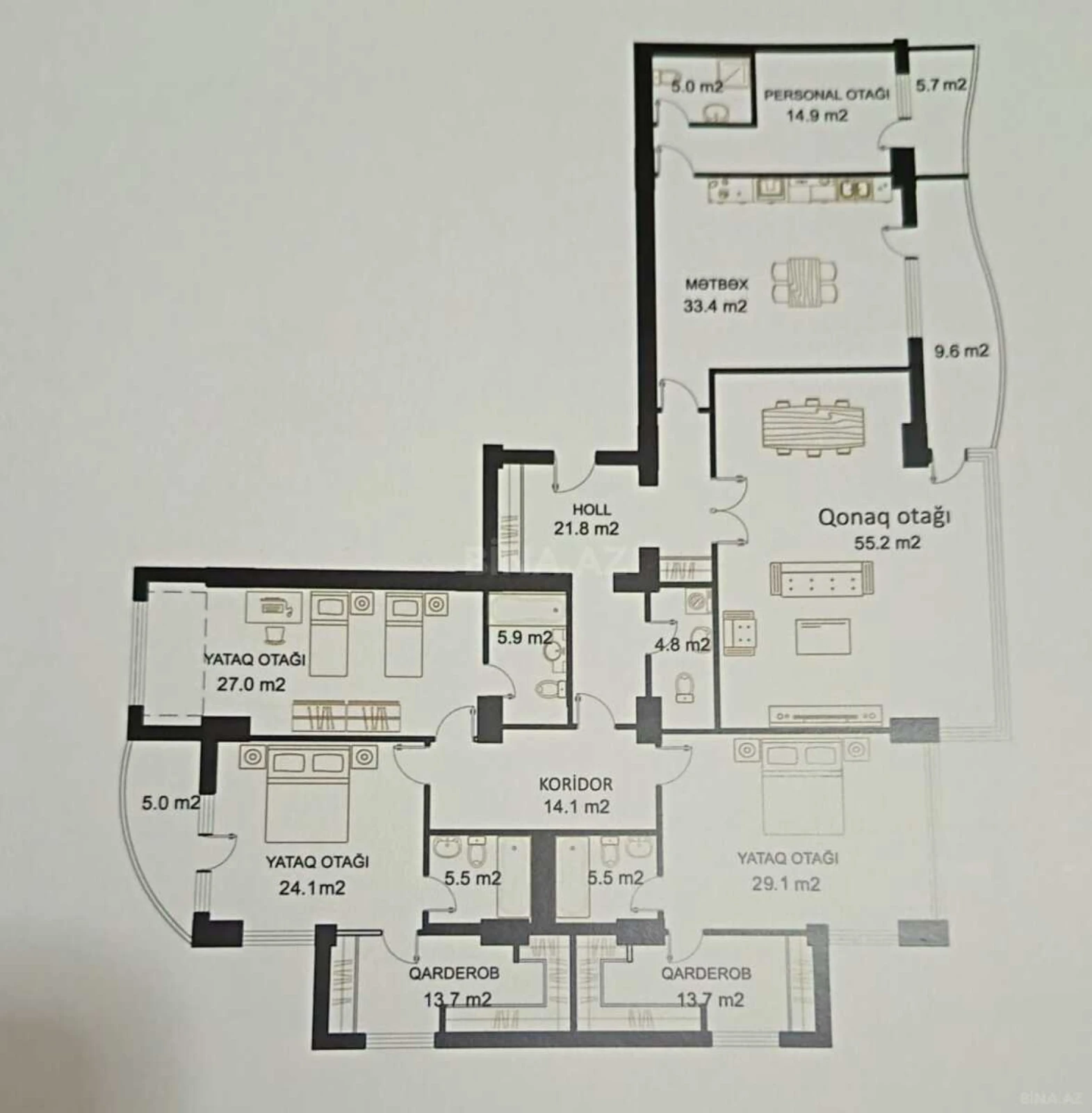 Satılır 5 otaqlı mənzil 294 m²
