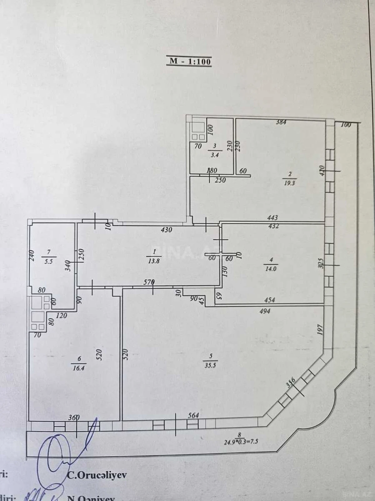 Satılır 3 otaqlı mənzil 139 m²