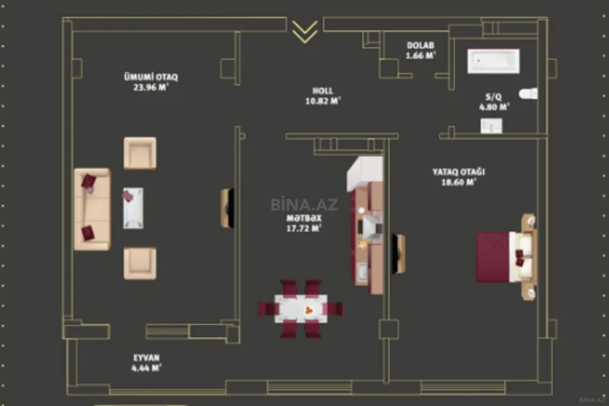 Satılır 2 otaqlı mənzil 82 m²