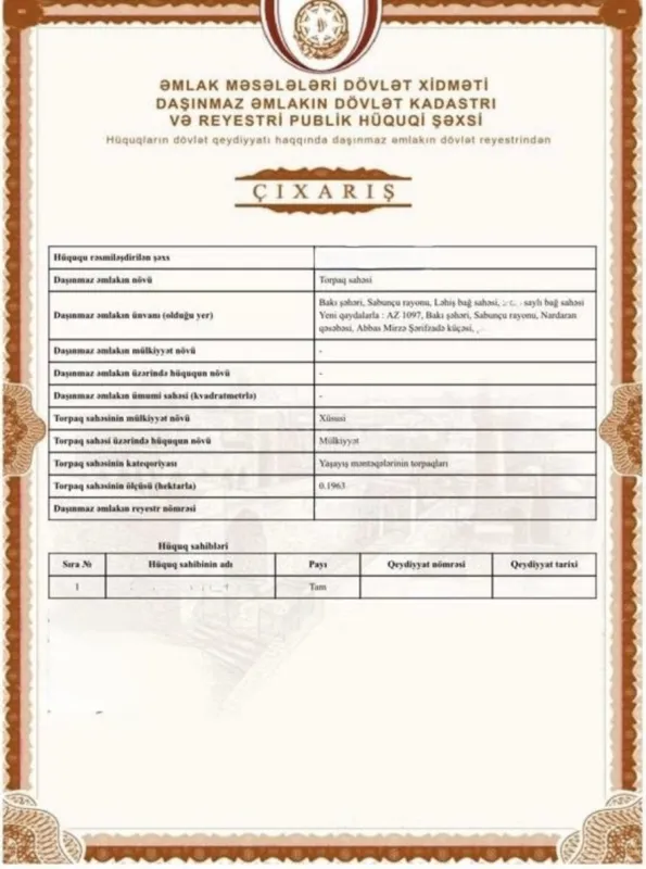 Satılır torpaq sahəsi 20 m²