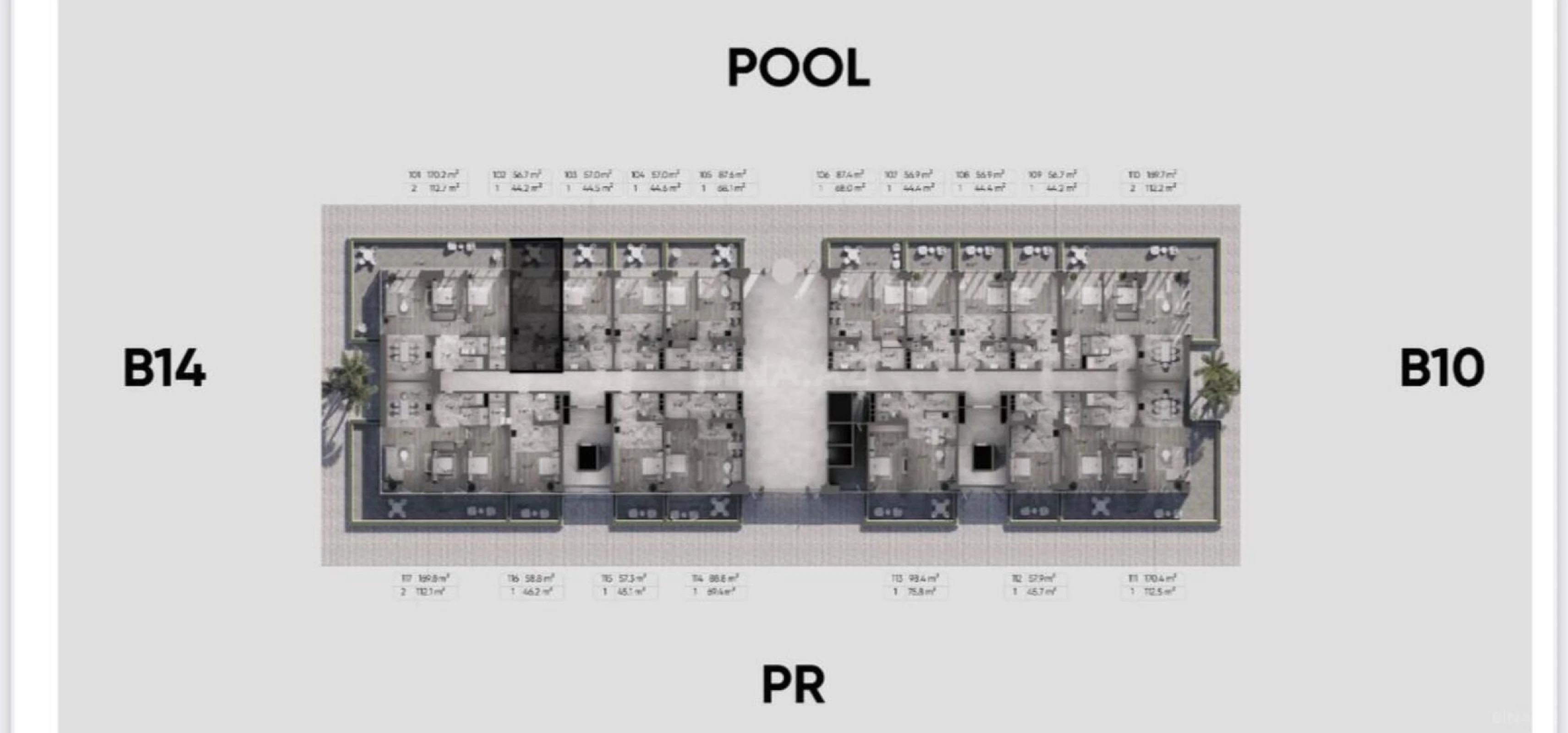 Satılır 1 otaqlı mənzil 56.7 m²