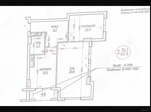 Satılır 2 otaqlı mənzil 66 m²