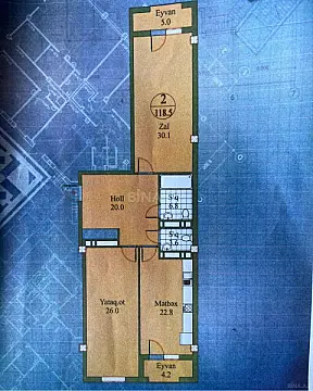 Satılır 3 otaqlı mənzil 118.5 m²