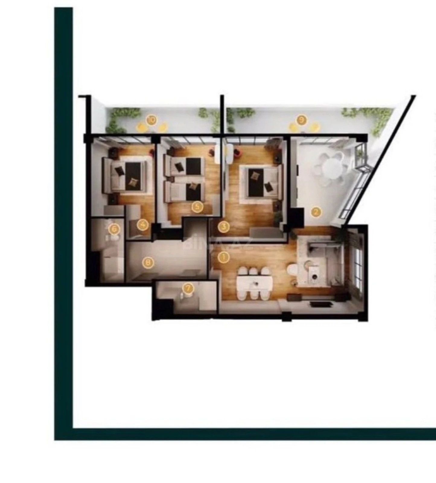 Satılır 4 otaqlı mənzil 166.5 m²